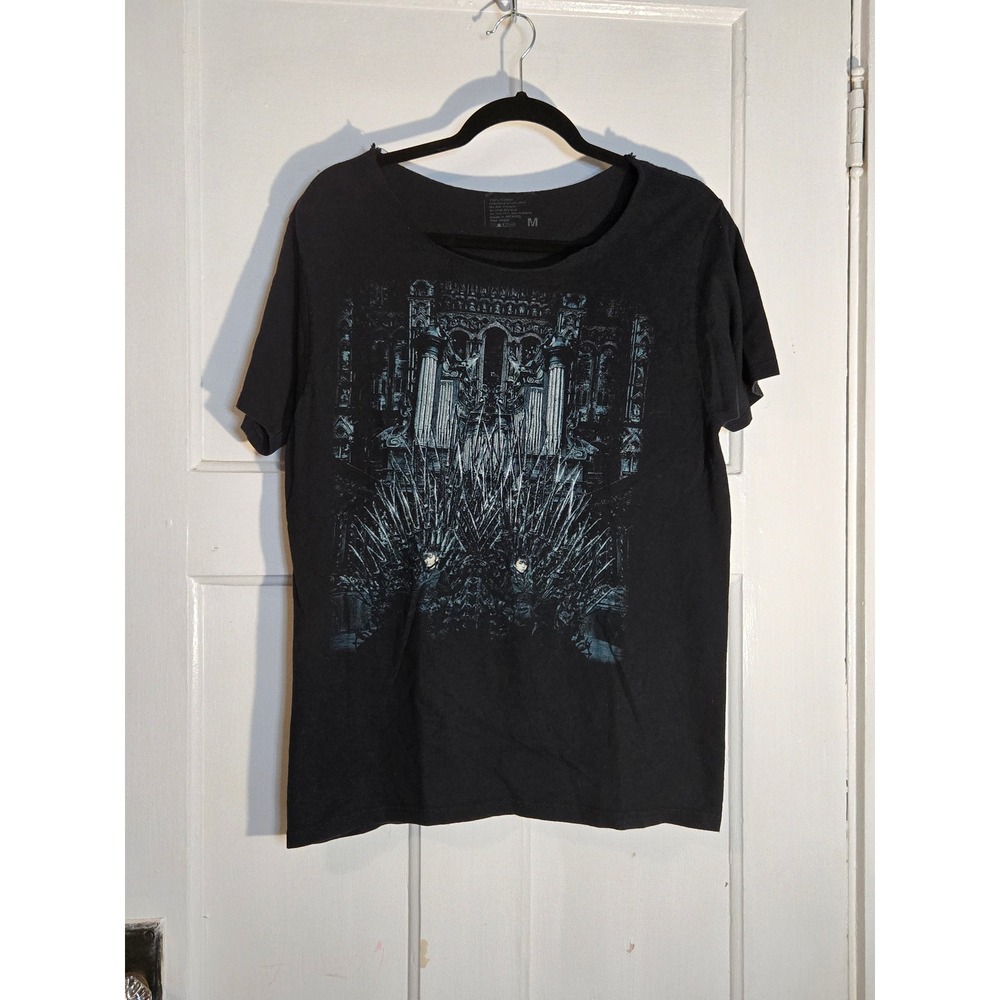 Game of Thrones Iron Throne Graphic T-Shirt Black Metal Brand Mens Medium M